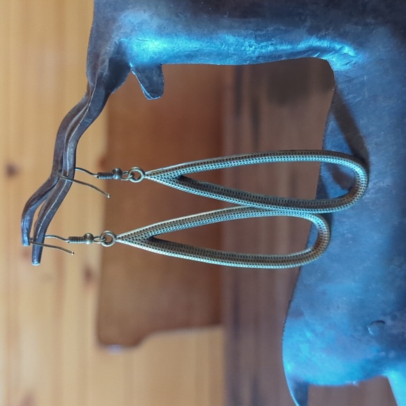 Paparazzi Long Chocolate Rhinestone Dangle Teardrop Earrings. - Picture 4 of 6